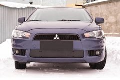 Зимова заглушка решітки переднього бампера Mitsubishi Lancer X 2007-2010 р.в. Мітсубісі Лансер Х