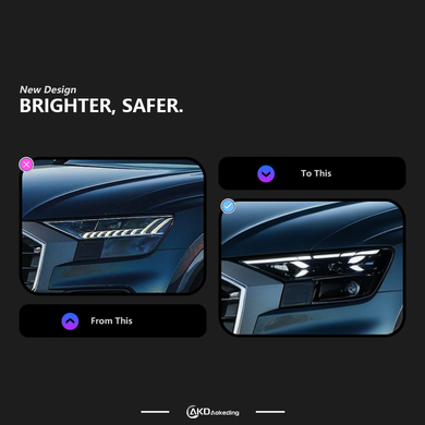 Передние тюнинг лед фары для Audi Q8 2019-2023 г.в. Ауди ку8
