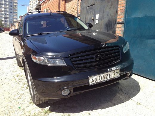 Реснички на фары для Infiniti FX 35 2003-2008 г.в. Инфинити, Серый грунт (под покраску), Внешний Тюнинг, Infiniti, Декоративные накладки, Требуется, ABS-пластик, FX, Новое, FX (S50) 2002-2008