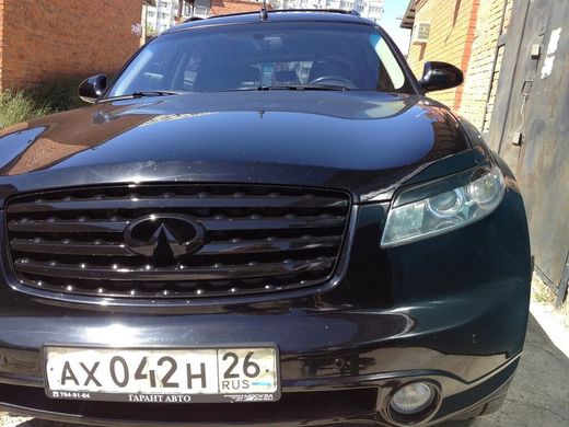 Реснички на фары для Infiniti FX 35 2003-2008 г.в. Инфинити, Серый грунт (под покраску), Внешний Тюнинг, Infiniti, Декоративные накладки, Требуется, ABS-пластик, FX, Новое, FX (S50) 2002-2008