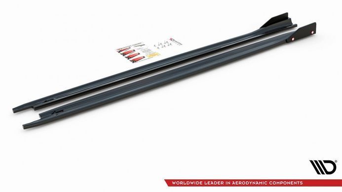 Накладки под боковые пороги элероны Skoda Octavia RS 2020+ г.в. Шкода Октавиа, Черный, Внешний Тюнинг, Skoda, Пороги, Не требуется, ABS-пластик, Octavia, Новое, На штатные места, Octavia 2020-