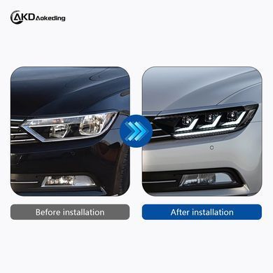 Передние тюнинг лед фары для Volkswagen Passat B8 Европа 2016-2020 г.в. Волксваген Б8, Volkswagen, Альтернативная оптика, Passat, Новое, На штатные места