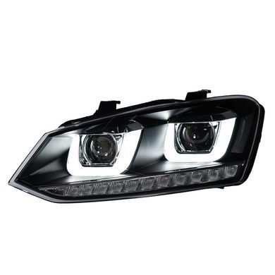 Передние лед фары для Volkswagen Polo 2009-2016 г.в. Волксваген Поло, Черный