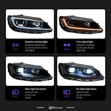 Передние тюнинг лед фары для Volkswagen Jetta 2010-2018 г.в. Волксваген Джета, Volkswagen, Альтернативная оптика, Jetta, Новое, На штатные места, JETTA IV (162) 2010-