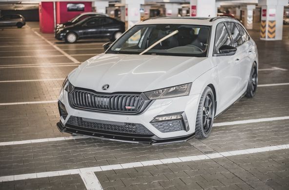 Накладка на передний бампер сплиттер Skoda Octavia RS 2020+ г.в. Шкода Октавиа, Черный, Внешний Тюнинг, Skoda, Накладка на передний бампер, Не требуется, ABS-пластик, Octavia, Новое, На штатные места, Octavia 2020-