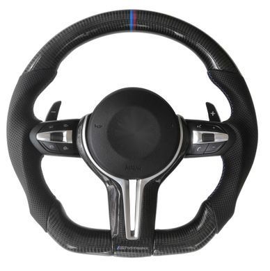 Карбоновый руль М-серии для BMW F01 F02 F06 F07 F10 F11 F12 F13 F14 F15 F16 F22 F30 F31 F32 F33 F34 F80, Черный, Детали салона, BMW, Натуральная кожа, Новое, На штатные места