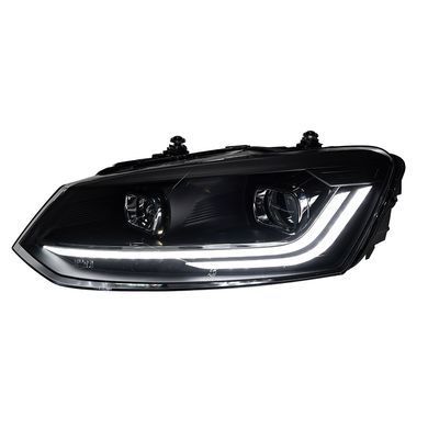 Передні лед фари для Volkswagen Polo 2009-2016 р.в. Волксваген Поло, Черный