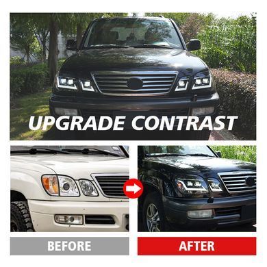 Передні лед фари для Lexus LX 470 1998-2007 р.в. Лексус ЛХ470, Lexus, Альтернативная оптика, LX, Новое, На штатные места, LX (UZJ100) 1998-2007