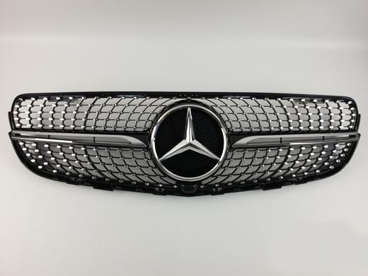 Решітка радіатора Mercedes GLC/GLC coupe X253/C253 2015-2018 р.в. в стилі Diamond чорна, Черный, Зовнішній тюнінг, Mercedes, Решетка радиатора, Не требуется, ABS-пластик, GLE, Новое, На штатные места, GLE-Klass