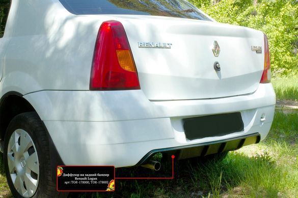 Диффузор на задний бампер Renault Logan 2004-2010 г.в. Рено Логан