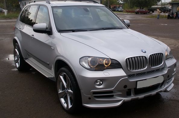 Передний бампер для BMW X5 E70 2007-2013 г.в. в стиле Hamann Flash, Серый грунт (под покраску), BMW, Передний бампер, Требуется, Стеклопластик, X5, Новое, На штатные места, X5 (E70) 2007-2012