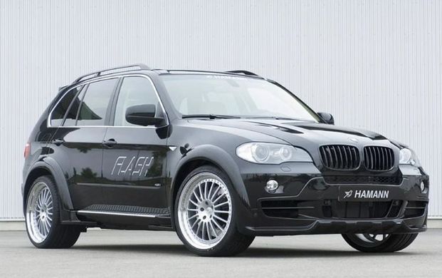 Передний бампер для BMW X5 E70 2007-2013 г.в. в стиле Hamann Flash, Серый грунт (под покраску), BMW, Передний бампер, Требуется, Стеклопластик, X5, Новое, На штатные места, X5 (E70) 2007-2012