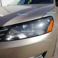 Реснички на фары Volkswagen Passat B7 Америка 2010+ г.в. Пасат Б7, Серый грунт (под покраску), Volkswagen, Декоративные накладки, Требуется, Стекловолокно, Passat, Новое, На штатные места, PASSAT (362) 2010-