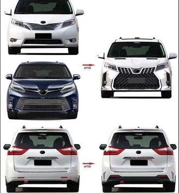 Тюнинг обвес Toyota Sienna 2010-2018 г.в. в стиле Lexus, Toyota, Комплект обвеса, Требуется, Полипропилен, Sierra, Новое, На штатные места