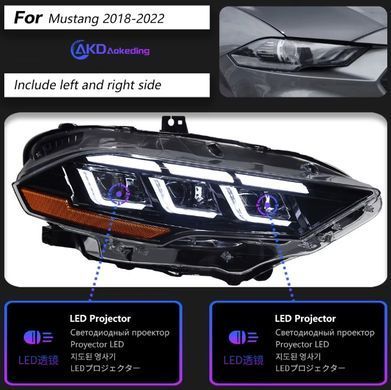 Передні лед фари для Ford Mustang 2015-2022 р.в. Форд Мустанг, Ford, Альтернативная оптика, Mustang, Новое, На штатные места