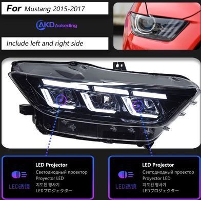 Передні лед фари для Ford Mustang 2015-2022 р.в. Форд Мустанг, Ford, Альтернативная оптика, Mustang, Новое, На штатные места