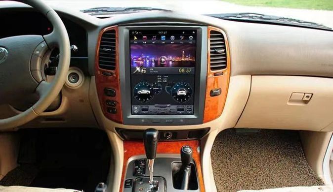 Магнитола в стиле Тесла для Toyota LC100 Land Cruiser \ Lexus LX470 2002-2007 г.в., Автомагнитола, Toyota, Land Cruiser, Новое, На штатные места, LAND CRUISER 100 (UZJ100) 1998-2007