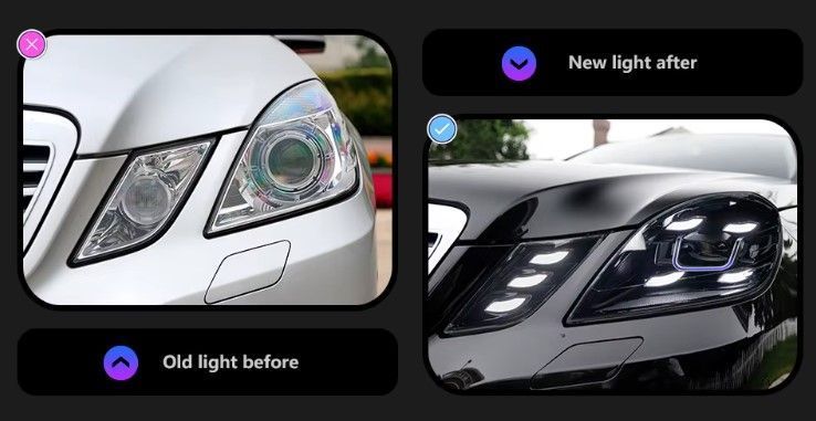 Передние тюнинг лед фары Mercedes E-класс W212 дорестайлинг 2009-2013 г.в. Мерседес Е 212, Mercedes, Альтернативная оптика, E-Class, Новое, На штатные места, E-KLASSE (W212) 2009-
