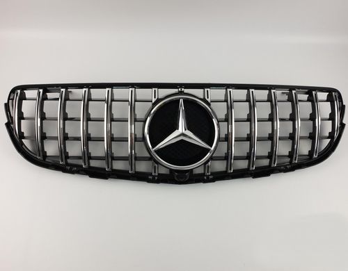 Решітка радіатора Mercedes GLC/GLC coupe X253/C253 2015-2018 р.в. у стилі GT PANAMERICANA , Черный, Зовнішній тюнінг, Mercedes, Решетка радиатора, Не требуется, ABS-пластик, GLE, Новое, На штатные места, GLE-Klass