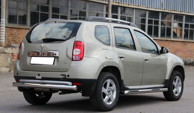 Боковые пороги труба с накладками Renault Duster 2010-2017 Рено Дастер