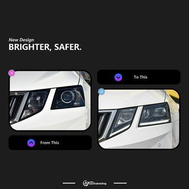 Передние лед фары для Skoda Octavia A7 2017-2019 г.в. Шкода Октавиа, Черный, Skoda, Альтернативная оптика, Octavia, Новое, На штатные места, OCTAVIA (5E3) 2012-