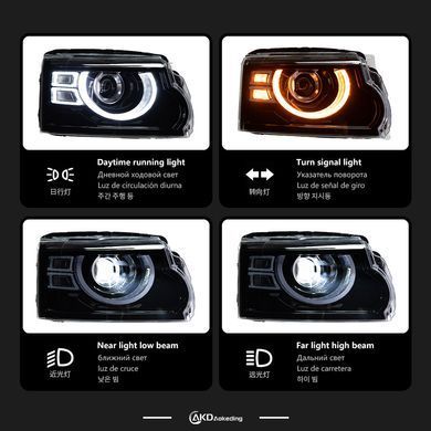 Передние лед фары для Land Rover Discovery 4 2010-2018 г.в. Дискавери 4, Черный