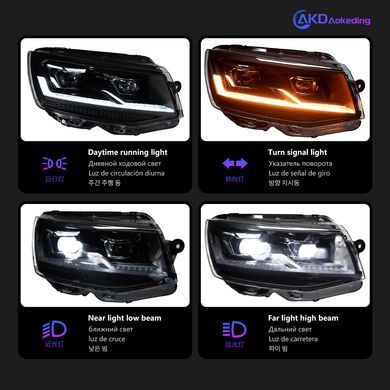 Передние лед фары для Volkswagen T5 рестайлинг 2010-2015 г.в. Волксваген Т5, Volkswagen, Альтернативная оптика, Transporter, Новое, На штатные места, TRANSPORTER T5 2003-