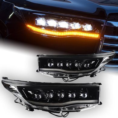Тюнинг лед фары Toyota Highlander 2014-2016 г.в. дорестайлинг, Внешний Тюнинг, Toyota, Альтернативная оптика, Highlander, Новое, На штатные места, HIGHLANDER 2014-