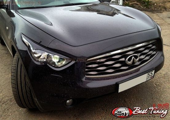 Реснички на фары для Infiniti FX 35\37\50\QX70 2008+ г.в. Инфинити, Черный, Infiniti, Декоративные накладки, Требуется, ABS-пластик, QX, Новое, FX (S51) 2008-2013