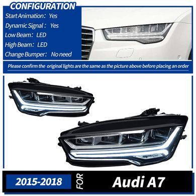 Передние лед фары для Audi A7 2015-2018 г.в. Ауди А7, Audi, Альтернативная оптика, A7, Новое, На штатные места