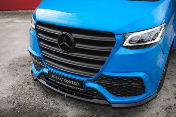 Передній бампер з решіткою Mercedes Sprinter W907 2018-2025р. Спрінтер 907, Серый грунт (под покраску)
