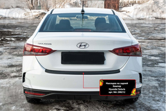 Накладка на задній бампер Hyundai Accent \ Solaris седан 2020+ р.в., Черный, Hyundai, Накладка на задний бампер, Не требуется, ABS-пластик, Accent, Новое, На штатные места