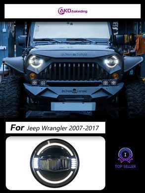Передні лед фари для Jeep Wrangler 2007-2017 р.в. Джип Вранглер, Jeep, Альтернативная оптика, Новое, На штатные места
