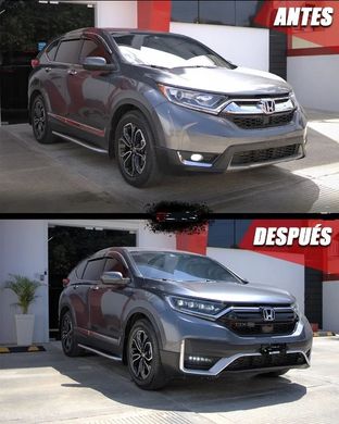 Передній бампер Honda CR-V 2016 р.в. у стиль 2021, Серый грунт (под покраску), Зовнішній тюнінг, Honda, Передний бампер, Требуется, Полипропилен, CR-V, Новое, На штатные места, CR-V 2016-