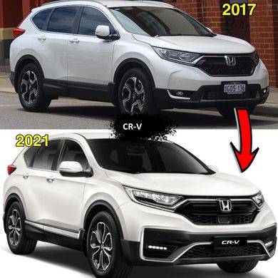 Передній бампер Honda CR-V 2016 р.в. у стиль 2021, Серый грунт (под покраску), Зовнішній тюнінг, Honda, Передний бампер, Требуется, Полипропилен, CR-V, Новое, На штатные места, CR-V 2016-