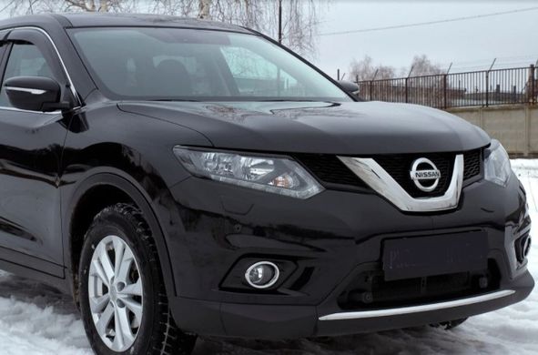 Накладки на передние фары (реснички) Nissan X-trail \ Rogue 2014-2016 г.в. , Черный, Внешний Тюнинг, Nissan, Декоративные накладки, По желанию, ABS-пластик, X-Trail, Новое, На штатные места, X-TRAIL (T32) 2014-