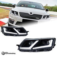 Передние лед фары для Skoda Octavia A7 2013-2017 г.в. Шкода Октавиа, Черный, Skoda, Альтернативная оптика, Octavia, Новое, На штатные места, OCTAVIA (5E3) 2012-