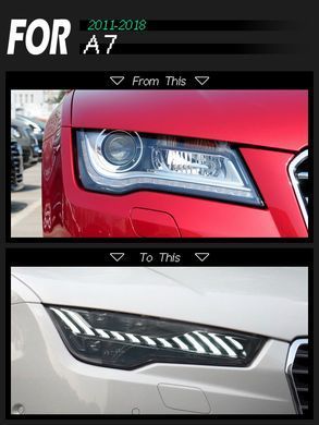 Передні тюнінг лед фари для Audi A7 2011-2018 г.в. Ауді А7, Audi, Альтернативная оптика, A7, Новое, На штатные места