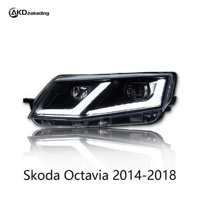Передні лед фари для Skoda Octavia A7 2013-2017 г.в. Шкода Октавиа, Черный, Skoda, Альтернативная оптика, Octavia, Новое, На штатные места, OCTAVIA (5E3) 2012-