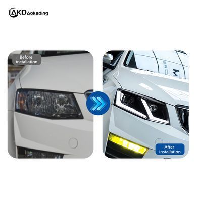 Передні лед фари для Skoda Octavia A7 2013-2017 г.в. Шкода Октавиа, Черный, Skoda, Альтернативная оптика, Octavia, Новое, На штатные места, OCTAVIA (5E3) 2012-