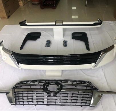 Накладки на бампер з решіткою радіатора Toyota LC200 Land Cruiser 2016-2020 р.в. стиль 2019, Зовнішній тюнінг, Toyota, Комплект обвеса, Не требуется, Полипропилен, Land Cruiser, Новое, На штатные места, Land Cruiser 200 2015-