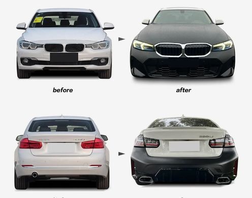 Тюнінг апгрейд комплект для BMW 3 серії F30 / F35 2013-2018 р.в. у стиль G20 LCI, Серый грунт (под покраску), Зовнішній тюнінг, BMW, Комплект обвеса, Требуется, Полипропилен, 3-Series, Новое, На штатные места, 3 (F30, F35, F80) 2011-