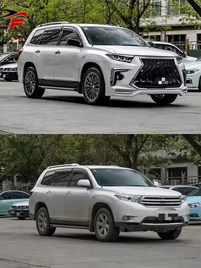 Тюнинг обвес для Toyota Highlander 2010-2013 г.в. в стиле Lexus, Серый грунт (под покраску), Внешний Тюнинг, Toyota, Комплект обвеса, Требуется, Полипропилен, Highlander, Новое, На штатные места, Highlander 2010-2013