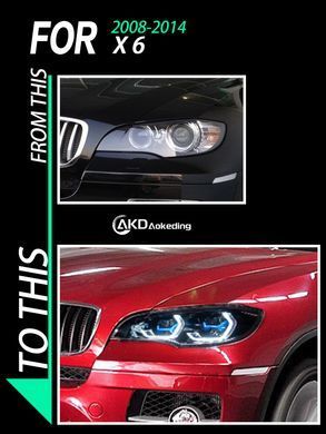 Передні тюнинг лед фари для BMW X6 2007-2014 р.в. БМВ Х6, BMW, Альтернативная оптика, X6, Новое, На штатные места, X6 (E71, E72) 2008-