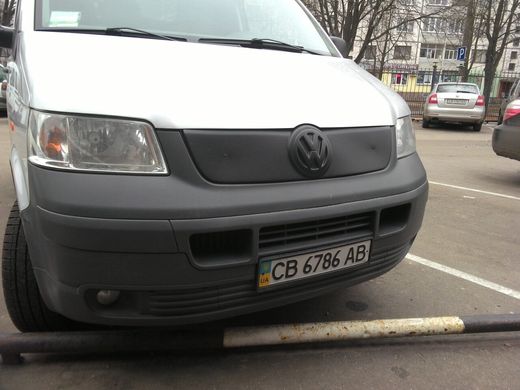 Зимняя заглушка на решетку радиатора верхняя матовая Volkswagen T-5 2003-2010 г.в., Черный, Volkswagen, Не требуется, ABS-пластик, Transporter, Новое, На штатные места, TRANSPORTER T5 2003-, Накладки на решетку