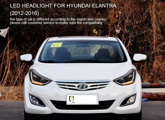 Передние лед фары Hyundai Elantra 2011-2016 г.в. Хюндай Елантра, Оптика, Hyundai, Альтернативная оптика, Elantra, Новое, На штатные места, ELANTRA Sedan (MD, UD) 2010-