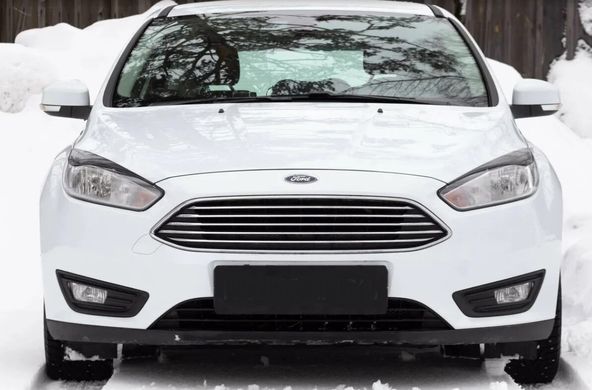 Накладки на передние фары (реснички) Ford Focus III 2014- (рестайлинг)