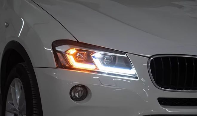 Передние тюнинг лед фары BMW X3 F25 дорестайлинг 2010-2013 г.в. БМВ Х3, BMW, Альтернативная оптика, Новое, На штатные места, X3 (F25) 2010-