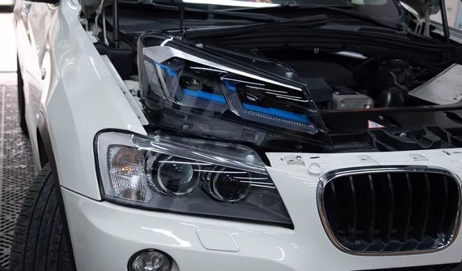 Передние тюнинг лед фары BMW X3 F25 дорестайлинг 2010-2013 г.в. БМВ Х3, BMW, Альтернативная оптика, Новое, На штатные места, X3 (F25) 2010-