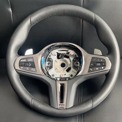 Спортивне кермо М-серії для BMW 3,5,7-серії X1 X2 X3 X5 X6, Черный, Деталі салону, BMW, Натуральная кожа, Новое, На штатные места